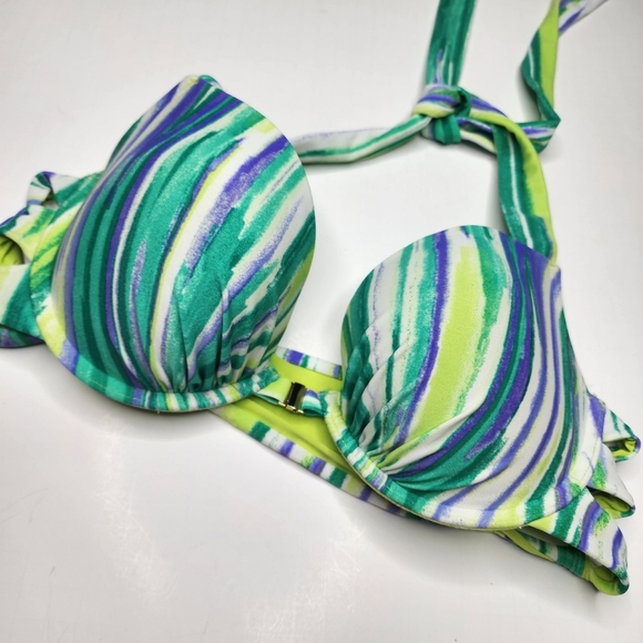 Aerie Push-up Bikini Swim Top Teal Blue 36C Front Clasp - Picture 2 of 9